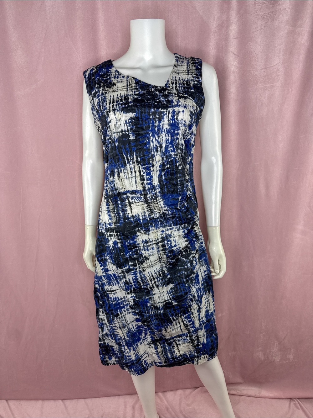 Porto San Francisco Womens 100% Cotton Blue Shift Dress Size Medium Lagenlook